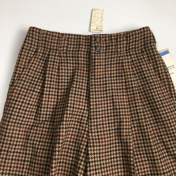 NWT Vintage CALVIN KLEIN Plaid/Herringbone High Waist Cuff Hem 100% Wool Pant - Picture 4 of 12